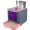 HUOLE Vassoio per lettiera per gatti autopulente, vassoio per lettiera per gatti, autopulente per gatti, per gatti con raggi ultravioletti, 44,5 x 36,5 x 34,5 cm, colore: rosa-UV