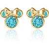 Disney Orecchini Disney in Oro Giallo 10 KT per Bambine con Minnie, Impreziosito da Zirconia, Acquamarina