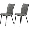 Hela Tische Caroline Set di 2 sedie da cucina a 4 gambe, in microfibra grigia, con struttura in metallo di colore nero