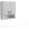 Mama Store ATENALAV Pensile Doppio Bianco Opaco e Bianco Artico con Vano a Giorno L. 60 cm x P. 22 cm x H. 71