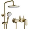ESOP Colonna Doccia D'oro con Miscelatore Monocomando Altezza Regolabile Sistem di Doccia, Set da Doccia a Parete con 23CM ABS Rotondo Soffione, 3 Funzioni Doccetta