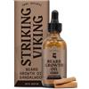 Striking Viking Beard Growth Oil with Biotin - Thickening and Conditioning Beard Oil Growth - Naturally Derived Beard Serum for Facial Hair Growth for Men Sandalwood, 2 Fl Oz (Pack of 1)