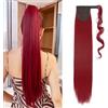 Silk-co Extension Coda Capelli Finti Lisci Ponytail Extension Sintetiche Parrucchino Capelli Coda di Cavallo 66cm-Rosso Scuro