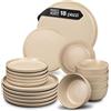 Moritz & Moritz NORDIC - Set di stoviglie per 6 persone, 18 pezzi, colore Beige, elegante set di piatti in gres di alta qualità, 6 piatti da dessert, 6 piatti fondi