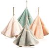 FoOhy 4 asciugamani rotondi da appendere in pile corallo assorbente (rosa, verde, grigio, beige), senza pelucchi, super morbidi, pesanti, diametro 48 cm, 4 pezzi