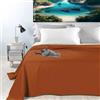 Byour3 - Copriletto PURO COTONE Organico 100% LEGGERO Letto Matrimoniale Singolo Piazza e Mezza Granfoulard Rettangolare Anallergico Telo Arredo Multiuso Copritutto (Arancione, Singolo)