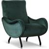 Altavilla Poltrona Miss Design Vintage Velluto, MADE IN ITALY, 90x70x90 cm (Verde foresta)