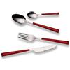 ECHTWERK EW-KB-9012 Set di Posate Basic con Manici in plastica, 24 Pezzi, per Fino a 4 Persone, in Acciaio Inox 18/0, Inossidabile, Colore: Rosso