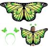 AffeGifts Ali da Farfalla Bambina, Mantello con Ali di Farfalla con Fascia Arnevale Farfalla Fata Ali Farfalla Vestito Farfalla Bambina per Ragazze Fancy Dress Party Play Party Favor 3-6 Anni (Verde)
