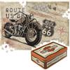 Nostalgic-Art Puzzle retrò 1000 pezzi, 68 x 48 cm, Route 66 - Bike Map H-D Accessories - Idea regalo per gli appassionati dell'America per adulti, in scatola di metallo vintage come confezione regalo