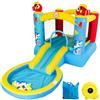 LuckyJump Castello gonfiabile per esterni, con ventilatore, con piscina di raccolta, può ospitare 1-3 bambini, tema mare luppolo, (380 x 213 x 187 cm) (acquascivolo)