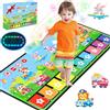 MOMUSE Tappeto Musicale con 80 Suoni, Grande Tappeto per Pianoforte con 10 Animali e 10 Auto, Giochi Bambini 1 Anno con Luce Soffusa, 10+ Livelli Volume, Regali per Bambini 1 2 3 Anni (110cm*45cm)