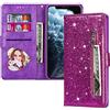 EuoDuo Custodia Libro Compatibile con Xiaomi Redmi 10C Glitter Cover Portafoglio Magnetica Antiurto con Slot per Schede Brillantini Donna Ragazza Accessori di Cellulari Viola