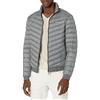 Armani Exchange Quilted Down Milano/New York Logo Zip-up Jacket Cappotto Alternativo in Piuma, Melange Grey/Navy, X-Small Uomo