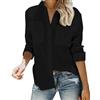 Friptspyg Mussola Camicetta Camicie Manica Lunga Donna Scollo A V 100% Cotone Camicia Top Top con Due Tasche, Albicocca M