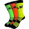 GMM Calze da Ciclismo a Compressione KIT VERDE-GIALLO-ARANCIO FLUO Unisex da Bike, Sport, Professionale, Comfort, 3 paia, T.U. Made in Italy
