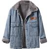 FaLkin Giacca di jeans con bottoni, in pile, con calda imbottitura, giacca invernale da donna, in peluche, cappotto invernale monopetto con tasche, con risvolto, giacca imbottita da donna, in denim azzurro,