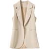 NaLatia Blazer Donna Estivo Minimalista Senza Maniche Scollo a V Sottile Gilet con Un Bottone Moda Ufficio Business Blazer Tailleur Giacche Gilet Panciotto con Tasche Beige M