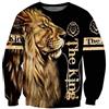 LAYAN-B Felpa da uomo Hip Hop con cappuccio The King Lion Stampe Manica Lunga Cerniera Unisex Girocollo Maglione Scollo a O. S