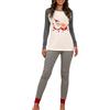 Generic Pigiama con Bottoni Donna Set Autunno e Inverno Europa e Stati Uniti Natale Old Man Home Due Set di Pigiami Tutone Pigiama Anziana Pigiama Elegante Donna (Grey, XXXL)