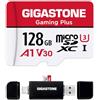 Gigastone 【Solo per Switch 1】GIGASTONE MicroSD 128 GB Gaming Plus con lettore USB-C, UHS-I A1 U3 V30 C10, fino a 100 MB/s, ideale per Nintendo Switch e registrazioni 4K.