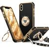 XYZ Cover per iPhone X/XS con Cordino, Nero | Custodia con Doppio Anello a Forma di Cuore e Supporto - Custodia Protettiva Lussuosa per Ragazze e Donne