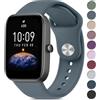 Wanme Cinturino per Amazfit Bip/Bip 3 /Bip 3 Pro Smartwatch, Largo 20 mm Cinturini in Silicone Originale Compatibile con Amazfit Bip S/Bip Lite/Bip U Pro Donna Uomo, Blu Grigio