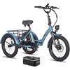 Fafrees F20 Mate bicicletta triciclo pieghevole 20 pollici Batteria 48V 18,2 Ah/873,6 Wh Freni a disco idraulici Bici elettrica a 3 ruote (blu)