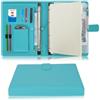 Wonderpool Portadocumenti A4 PU Pelle con 4 Anelli Portadocumenti Multi Documento con Raccoglitore Rimovibile per Appunti e Tasca Funzionale per Organizzatore Ufficio Viaggi Scuola (Ciano)