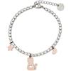 ZUKY Bracciale Cristalli Gatto Ciondolo con Stella e Cuore Rosato Idea Regalo Donna Ragazza Regolabile