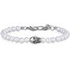 GAVU Bracciale Perle di Conchiglia da Uomo con Charm Teschio, Bracciale Uomo con Teschio