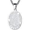 FaithHeart Collana Uomo Donna San Cristoforo Argento Nero Oro 3D Rilievo Rotondo Ovale Amuleto Talismano in 316L Acciaio Impermeabile Antiruggine 55+5 CM Catena Impresa