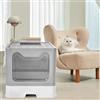 Willonin Cassetto per lettiera chiuso, Casa del WC, vassoio rimovibile, pala, per gatti grandi, capacità di carico 15 kg, anti-traccia, anti-perdite, XXL-51×41×38 cm (grigio)