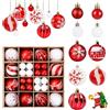 MaibaoteMbt Palle di Natale, 44 Pezzi Palline per Decorazioni, Ornamenti per Albero, Sfere in Plastica (Rosso+Bianco)