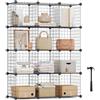 SONGMICS Scaffale a 12 Scomparti di Griglia Metallica, Organizzatore Modulare ad Incastro con Pannelli di Plastica PP, per Libri Scarpe Vestiti, Soggiorno Bagno, 31 x 93 x 123 cm, Nero LPI34H