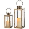 NUPTIO Lanterne Vintage Oro Distressed: 24 35cm Alto Decorativo Appeso Farmhouse Metallo Lanterna Decorazione Interna Con Vetro - Portacandele Per Halloween Home Mantle Soggiorno Patio