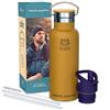 LG Luxury & Grace Borraccia Termica in Acciaio Inox 500 ml. Bottiglia d'Acqua Sportiva con Cannuccia. Borsa Portabile in Neoprene. Thermos Sottovuoto per Caldo e Freddo. Senza Perdite & BPA Free.