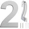 Ywonoby spazzolato moderno numero civico -6 pollici 152 mm altezza, in solido acciaio INOX 304, galleggiante aspetto e facile da installare (Numero 2 Due)