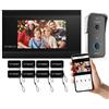 TMEZON KIT Videocitofono Wifi 2 fili con 7 pollici Touchscreen1080P Campanello esterno con telecamera,Citofono smart Monofamiliare MZ-M710,Registra Video/Foto,Visione Notturna,APP/Carta RFID Unlock