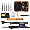 ChaneeHann Saldatore a Stagno Kit 80W con Interruttore ON/OFF,Temperatura Regolabile 180-500℃ con Pinzette Antistatiche, Telaio in Ferro, 5 Punte,Adatto a Riparazioni di Ingegneria Elettrica