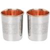 ANCIENTIMPEX Set di 2 bicchieri in acciaio inox e interno in puro rame con incisione floreale per benefici ayurvedici per la salute, capacità 250 ml