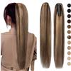 Silk-co Extension Capelli Veri Coda di Cavallo con Pinza #4P27 Marrone Medio & Biondo Scuro 100% Remy Human Hair Ponytail Extension Coda 40 cm