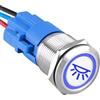 ETOPARS Acciaio Inossidabile 19mm Interruttore a Pulsante 12V 5A Interruttore a Levetta per Auto Impermeabile Metallo Interruttore a Bilanciere con Filo Blu Luce Interni