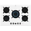 Electrolux Piano Cottura da Incasso a Gas 75 cm 5 Fuochi Vertical Flame Cristallo Temperato Bianco Griglie in Ghisa Manopole StepPower FlameLight Electrolux KGG753753W