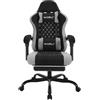 WOLTU Sedia Gaming con Massaggio, Poltrona Ufficio Ergonomica, Ampia Sedia Girevole Imbottita per Computer con Cuscino Lombare Massaggiante, Carico 150 Kg, Tessuto a rete Nero+Grigio,GS15szg