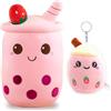 FYJCXCMP Cuscino di Peluche per Il tè Delle Bolle, Bambola di Peluche Morbida per Il tè Boba, Giocattoli di Peluche Rosa per Il tè al Latte, Bambola Gigante Carina e Arruffata