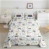 Loussiesd Set di biancheria da letto per bambini con dinosauri set di biancheria da letto per bambini e bambine set Trapunta reversibile per bambini e bambine set Trapunta reversibile per bambini e