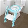 MAYMA Sedile WC per bambini, WC vasetto WC per bambini, telo scala pieghevole, riduttori WC per bambini con passeggiata, scala WC per bambini regolabile in altezza (bianco-azzurro)
