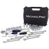 MichaelPro MP005016 - Set di 68 chiavi a bussola, 1/4 e 1/2 Dr. 72T, con adattatore e custodia di alta qualità, 68 pezzi