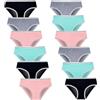 JackLoveBriefs Slip Ragazza Cotone Mutande Ragazza 8-11 Anni Pacco da 12,Multicolore，Dimensione:L